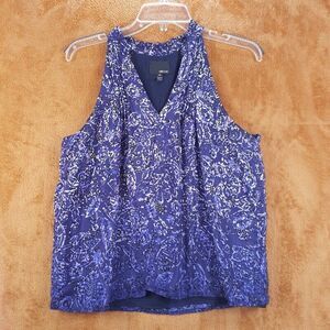 GREYLIN Womens Top XS Purple Pullover Tank Flowy Lined Chiffon 100% Silk